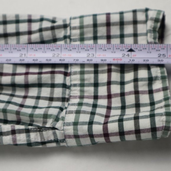 J. Crew Mens Long Sleeve Shirt Flex Washed  Green/White Plaid Size M - Picture 12 of 13